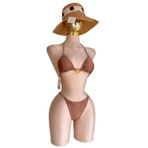 Traje de baño dos piezas amarre pieza dorada cafe